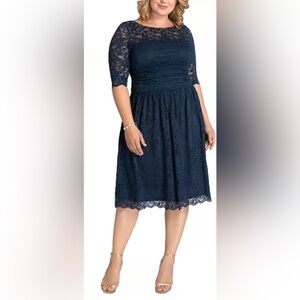 Kiyonna Midnight Blue Lace Midi Dress